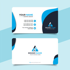 Wall Mural - creative modern blue business card design name card corporate visiting card and simple clean templat