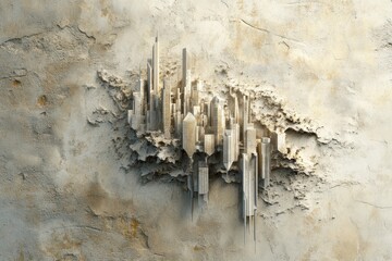 Poster - A textured abstract representation of an urban cityscape landscape