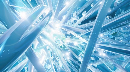 Poster - This bright futuristic visual showcases an abstract design filled with luminous light elements, creating a vibrant and innovative atmosphere perfect for modern art or technology themes.