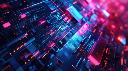 Poster - Explore a stunning abstract dynamic 3D interface showcasing vibrant colors and intricate details, perfect for technology and digital design projects.