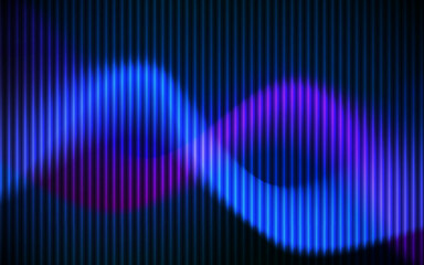 Fototapete - Blue purple light wave pattern abstract background bright color dark
