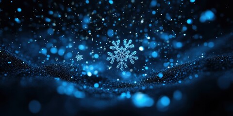 Poster - A beautiful digitally created snowflake with glittering effects in blue