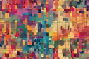 Poster - Abstract geometric pattern with colorful rectangles and thin lines on a dark background. Digital art for modern design. Background image of square or cube design with vibrant color. Creative. AIG51.