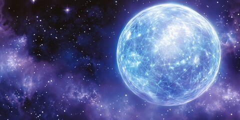 Poster - A Glowing Blue Celestial Sphere Surrounded By Starry Space