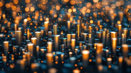 Poster - Abstract rendering of cylindrical forms with illuminated particles scattered around