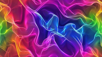 Poster - Colorful intertwined strands forming a complex pattern. Background image of multi colored with neon color wavy lines. Digital art for vibrant and abstract design. Dynamic texture concept. AIG51.