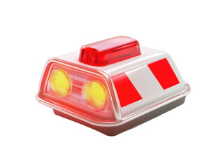 Wall Mural - 3D Ambulance Emergency Light Glowing Red Isolated, PNG
