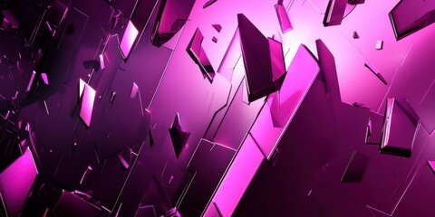 Poster - Abstract geometric shapes are arranged with purple and pink illumination