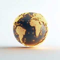 Poster - Glowing Globe Surrounded by Bright Shipping Routes Representing Global Trade and Connectivity