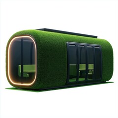 Poster - Futuristic Green Office Design with AI Integration for Sustainable Zero Emission Workplace Solutions