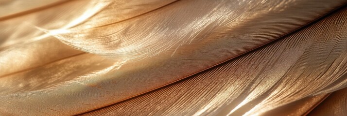 Wall Mural - Close-up of golden feathers highlighting intricate details and texture