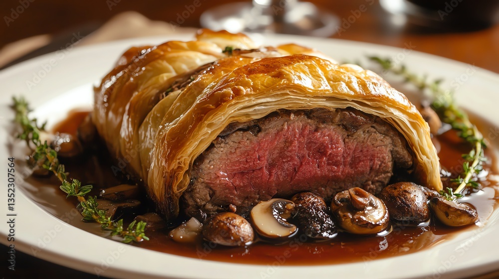 elegant-beef-wellington-plated-with-a-crisp-puff-pastry-crust-truffle