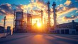© STDG - Industrial Complex at Sunset with High-Quality Lighting Effects