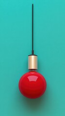 Poster - A modern light fixture hangs from a teal colored background