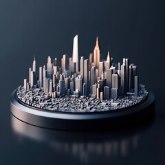 Poster - A miniaturized three dimensional model showcasing the cityscape buildings