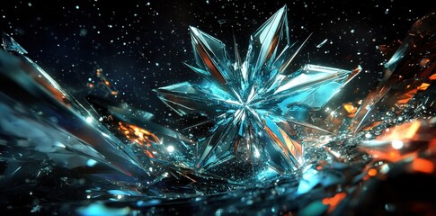 Poster - A central crystal formation shines amidst a cosmic backdrop display