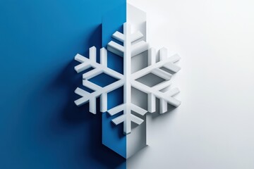 Poster - A stylized symmetrical snowflake graphic against dual colored backgrounds