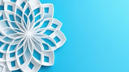 Poster - A beautiful white layered floral design against a bright blue background