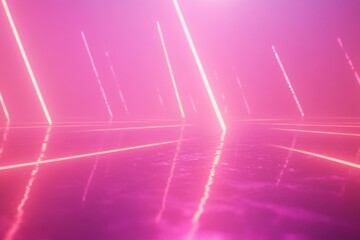 Poster - Futuristic scene displays lines of light across a reflective floor
