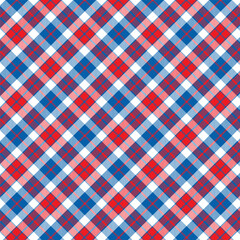Wall Mural - plaid pattern with twill weave in blue red white.tartan check seamless pattern.vector illustration g