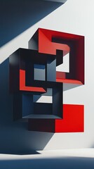 Poster - Abstract composition of geometric forms in contrasting colors