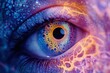 © Hafiz - Eye with fractal patterns in iris and soft diffused lighting and copy space on right