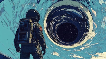 Wall Mural - an astronaut surveys a cosmic void with unknown celestial dangers