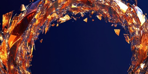 Poster - Abstract artwork displays an arched form with reflective golden shards