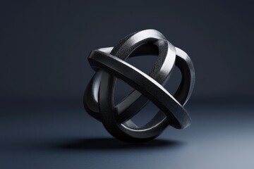 Poster - A sculptural black object with curved intersecting ring shapes