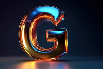 Aufkleber - 3D representation of a vibrant letter G illuminated with colorful reflections in a dark setting