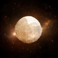 Poster - Abstract polygonal sphere floating in a starry and dark space