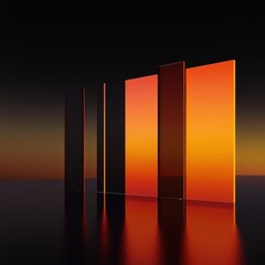 Poster - Four Glass Rectangular Panels Reflecting Warm Sunset Gradient Colors