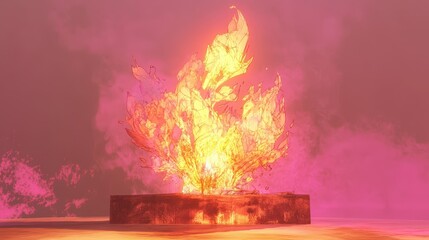 Poster - A stylized graphic depiction of bright flames burning upwards