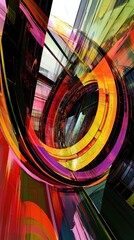 Poster - A colorful artistic abstract display of circles and geometric lines