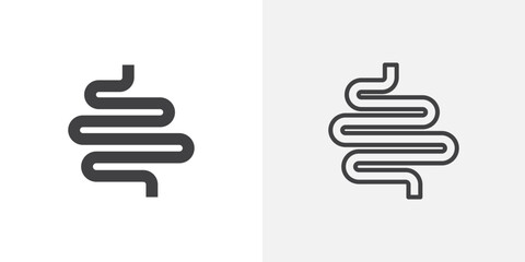 Wall Mural - intestine icon vector set in black flat and line stroke style