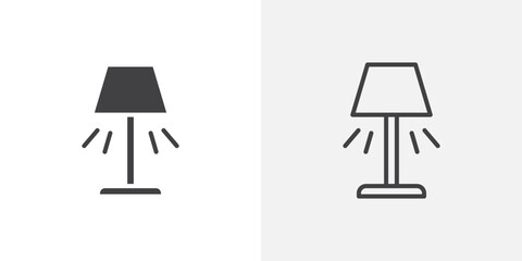 Aufkleber - Lamp icon vector set in black flat and line stroke style