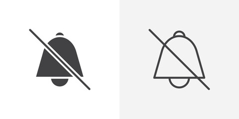 Wall Mural - notification off icon vector set in black flat and line stroke style