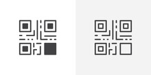 QR code icon vector set in black flat and line stroke style