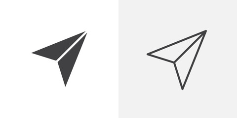 Poster - Send icon vector set in black flat and line stroke style