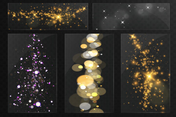 Poster - Glowing light effects with sparkling glitter, bokeh, golden and silver shine, magic dust, luxury decoration elements, festive luminous overlays, abstract shimmering backgrounds.