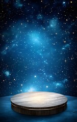 Wall Mural - a celestial-themed podium floating among the stars, illuminated by soft cosmic light in a deep space