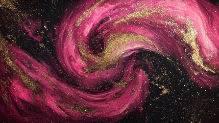 Wall Mural - A swirl of pink and gold with glittery stars
