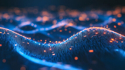 Fototapete - abstract wave technology background. Connection structure. Big data visualization and Business .