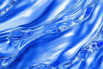 Poster - A smooth, flowing pattern of blue waves creates a serene and calming visual effect, reminiscent of water's tranquility.