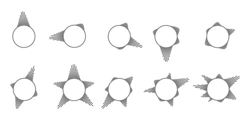 Poster - Circular audio music equalizer soundwave symbol set. Voice visualization spectrum abstract radial sound wave illustration effect.