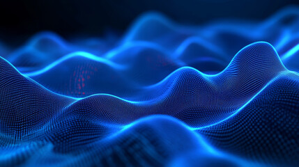 Poster - Blue color waves particle and geometric abstract background design. vector illustration