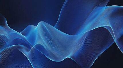Poster - Blue color waves particle and geometric abstract background design. vector illustration
