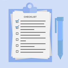 Fototapete - Checklist, task management, productivity and Workflow. Business planning, project management and online checklist app. EPS 4