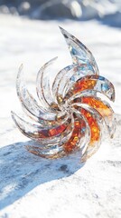 Poster - An artistic object of glass appears spiraling on a surface
