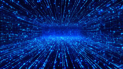 Poster - Blue digital cyberspace digital data network connections with lines and dots connection. Technology communication or Hi-Tech digital display holographic information background. 3d rendering